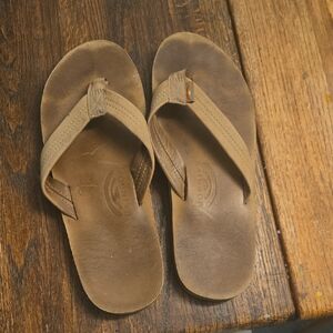 Rainbow Tan Leather Thong Sandals